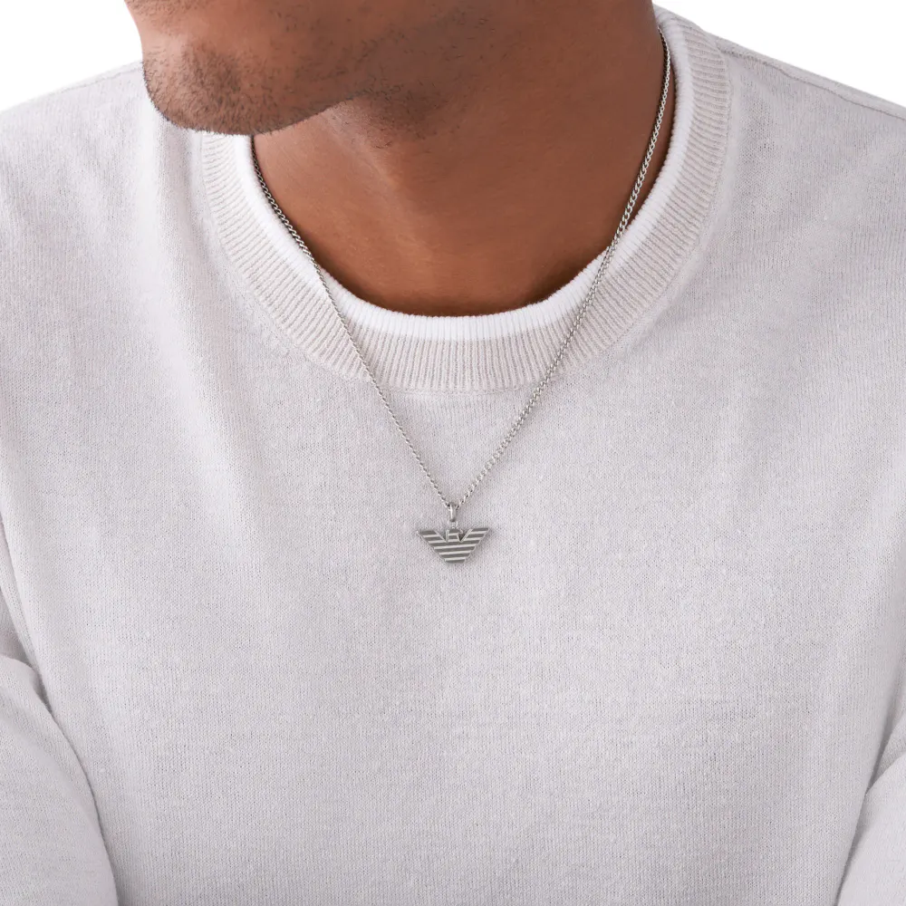 Emporio Armani Gents EA Logo Stainless Steel Pendant detail 2