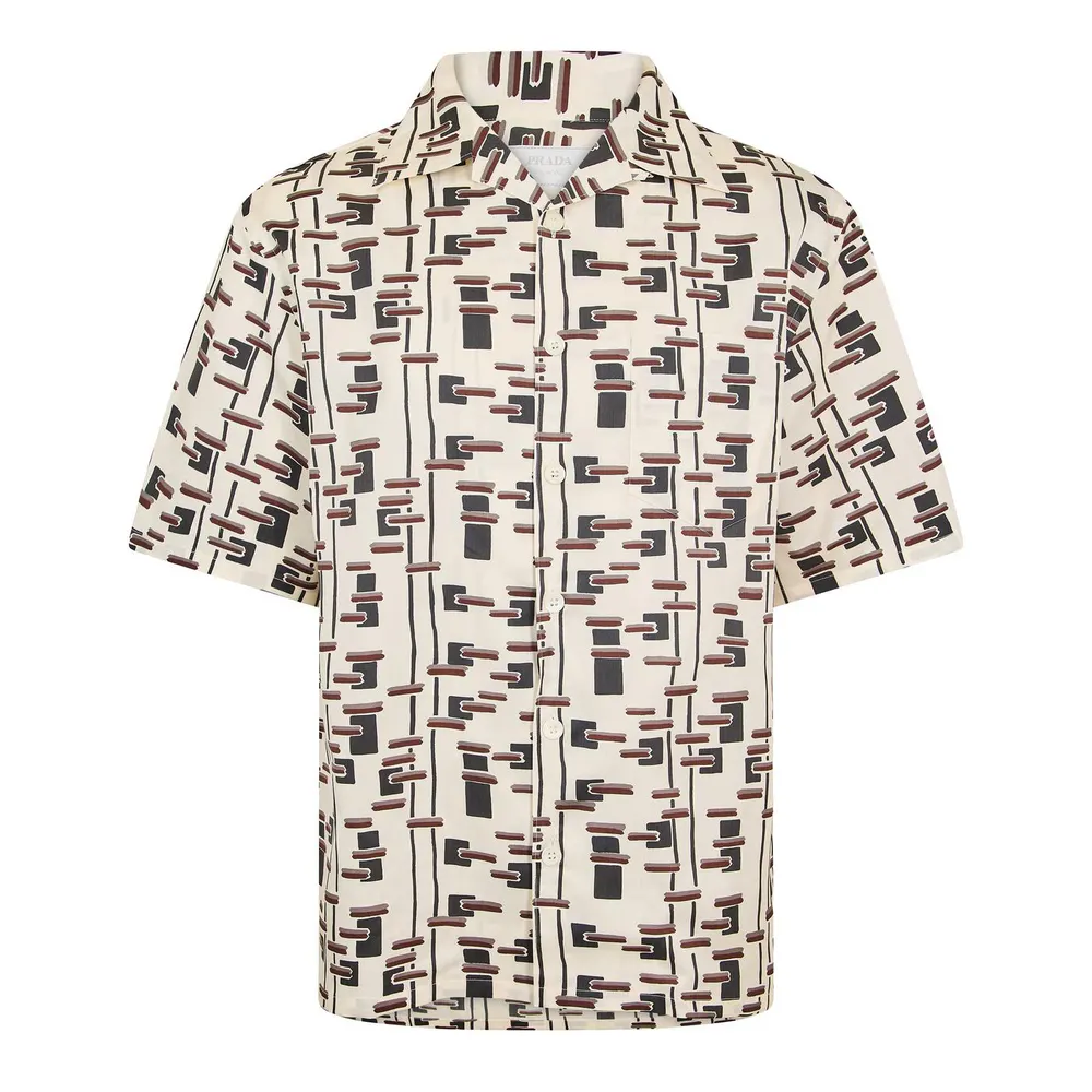 Prada Men's Patterned Short Sleeve Shirt