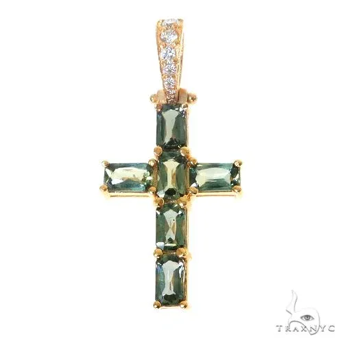PIA - For Him GEMSTONES Green Sapphire Cross Pendant 67461 in Rose – Pendant