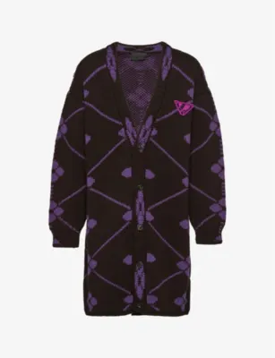 PRADA Oversized jacquard-knit wool cardigan