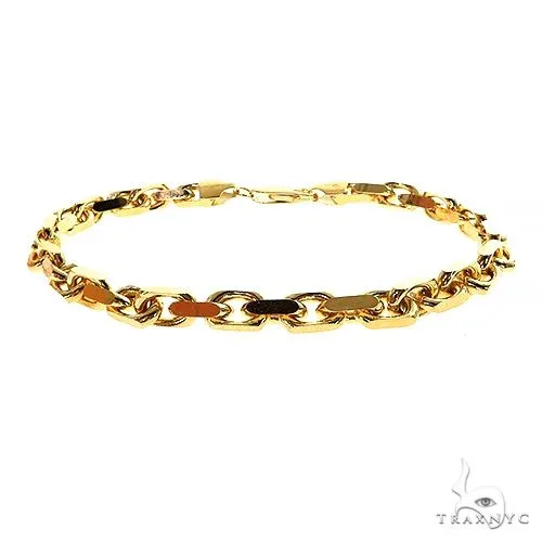 JALGAS - SKYLINE JEWELRY 14k Yellow Gold Solid Anchor Link Diamond Cut Bracelet 5mm 8.5 inches 69614 in Yellow – Bracelet