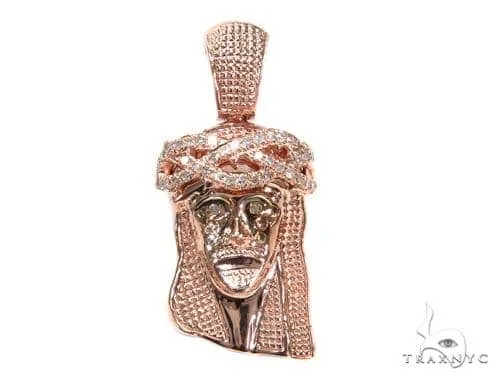 RINA - For Him FACTORY Rose Gold Jesus Diamond Pendant 65477 in Rose Gold – Pendant