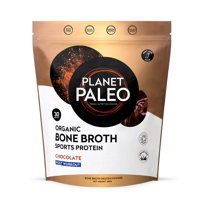 Planet Paleo Organic Bone Broth - Sports Protein Chocolate 480g