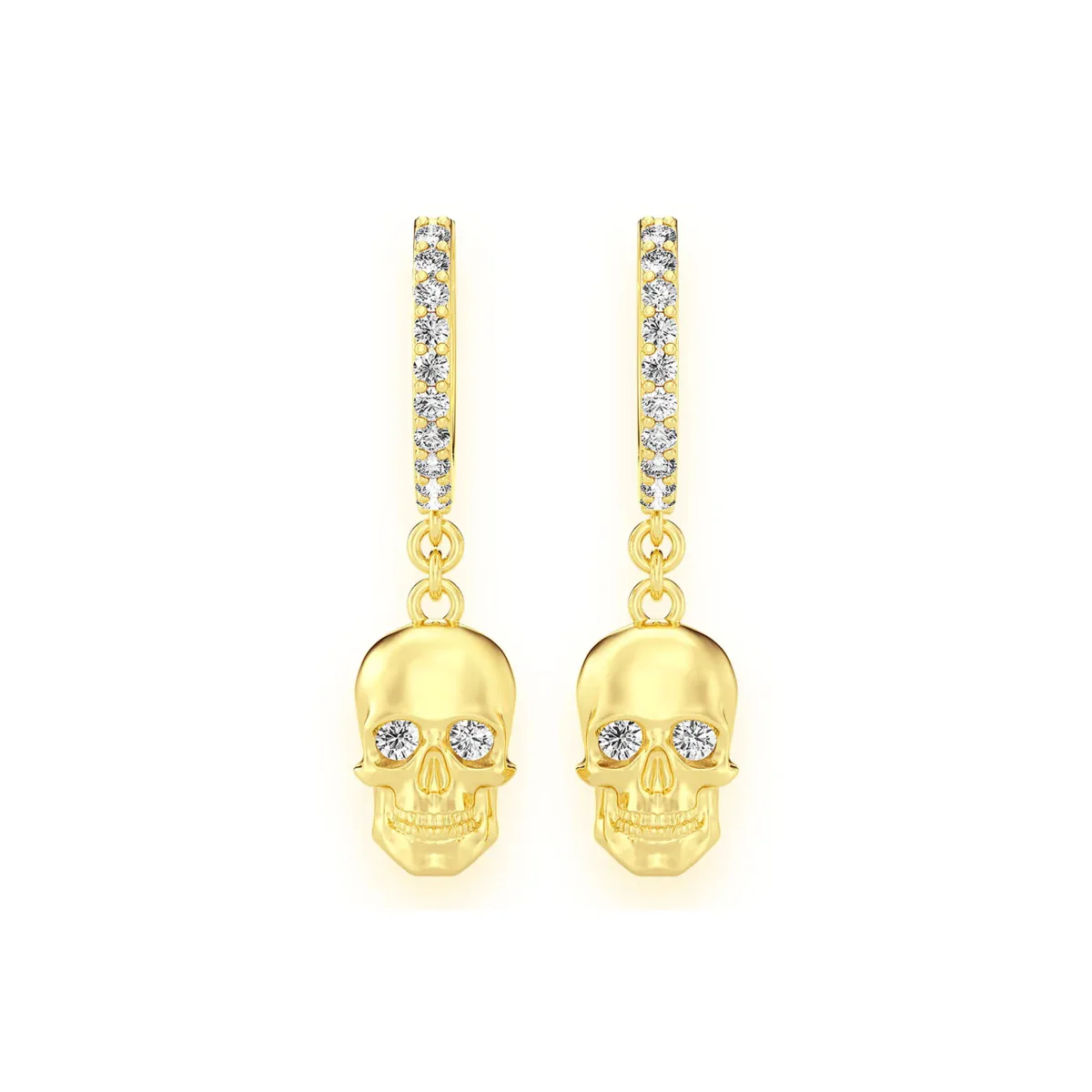 For Him Skull Diamond Hoop Drops in Rose Gold / Lab Grown Diamond – Earring