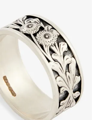 SERGE DENIMES Kabuto embossed sterling silver and cubic-zirconia ring - N detail 2