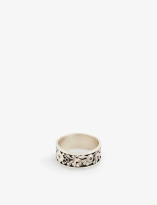 SERGE DENIMES Kabuto embossed sterling silver and cubic-zirconia ring - N detail 3