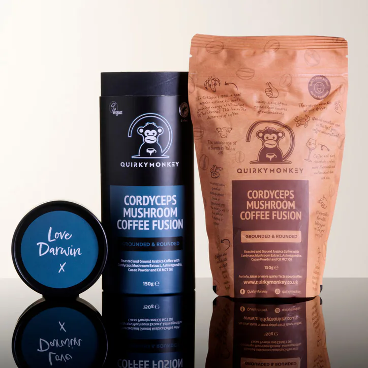 Quirky Monkey Cordyceps Mushroom Coffee Fusion (Grounded & Rounded) 150g, additional product view 3