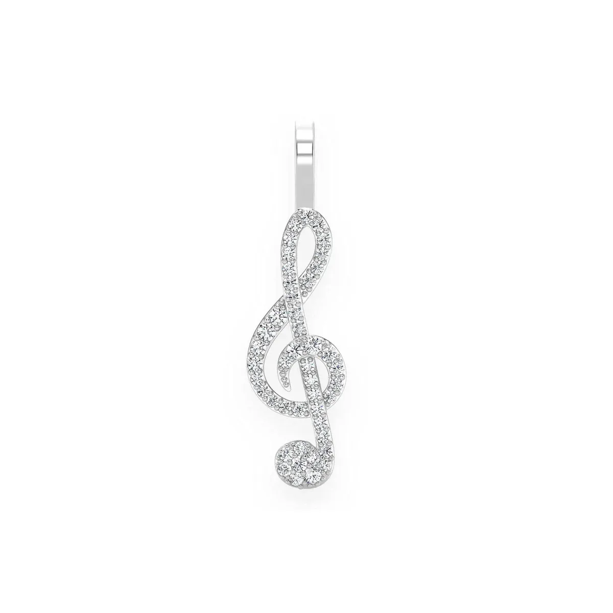 For Him Treble Clef Diamond Pendant in White Gold / Natural Diamond – Pendant