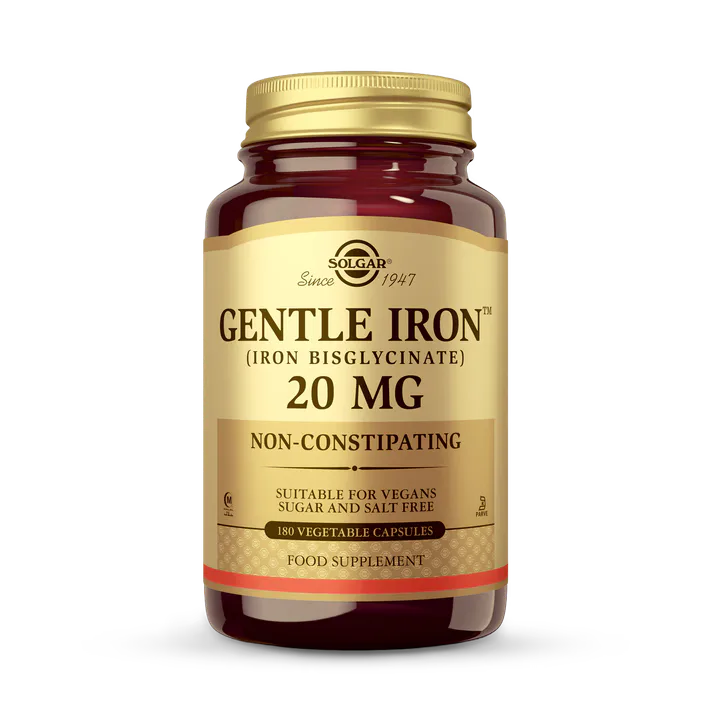 Solgar Gentle Iron (Iron Bisglycinate) 20mg Vegetable 180 Capsules
