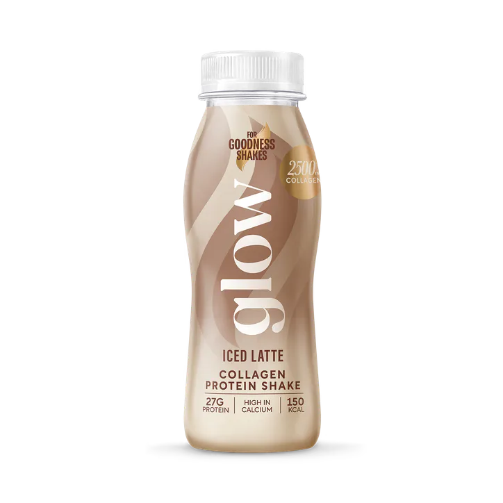 For Goodness Shakes Glow Collagen 27g Protein Shake Iced Latte 250ml