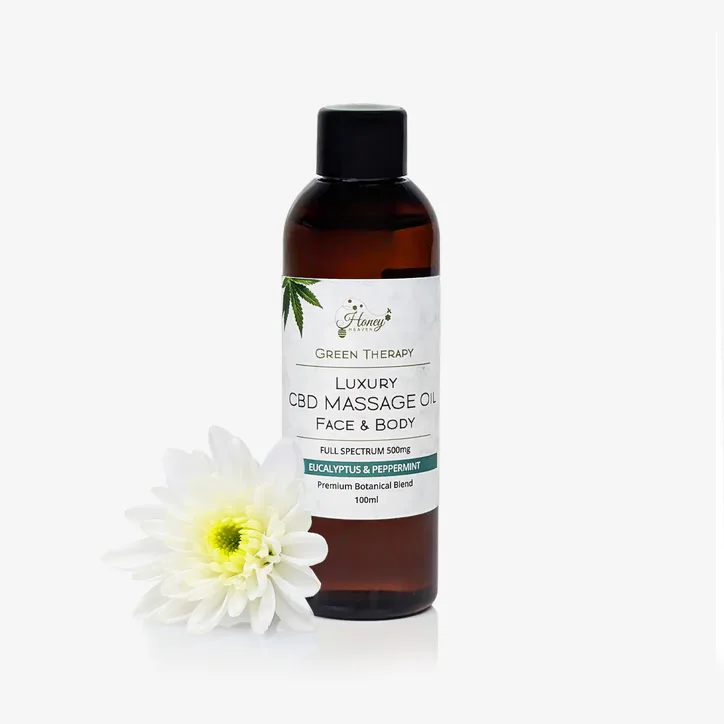 Honey Heaven Luxury CBD massage oil eucalyptus & peppermint 500mg detail 3