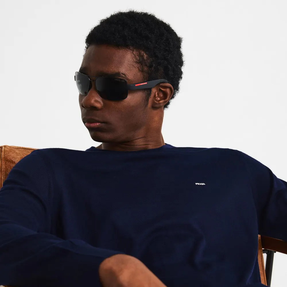 Prada Men's 0PS 50ZS Wrap Sunglasses detail 3