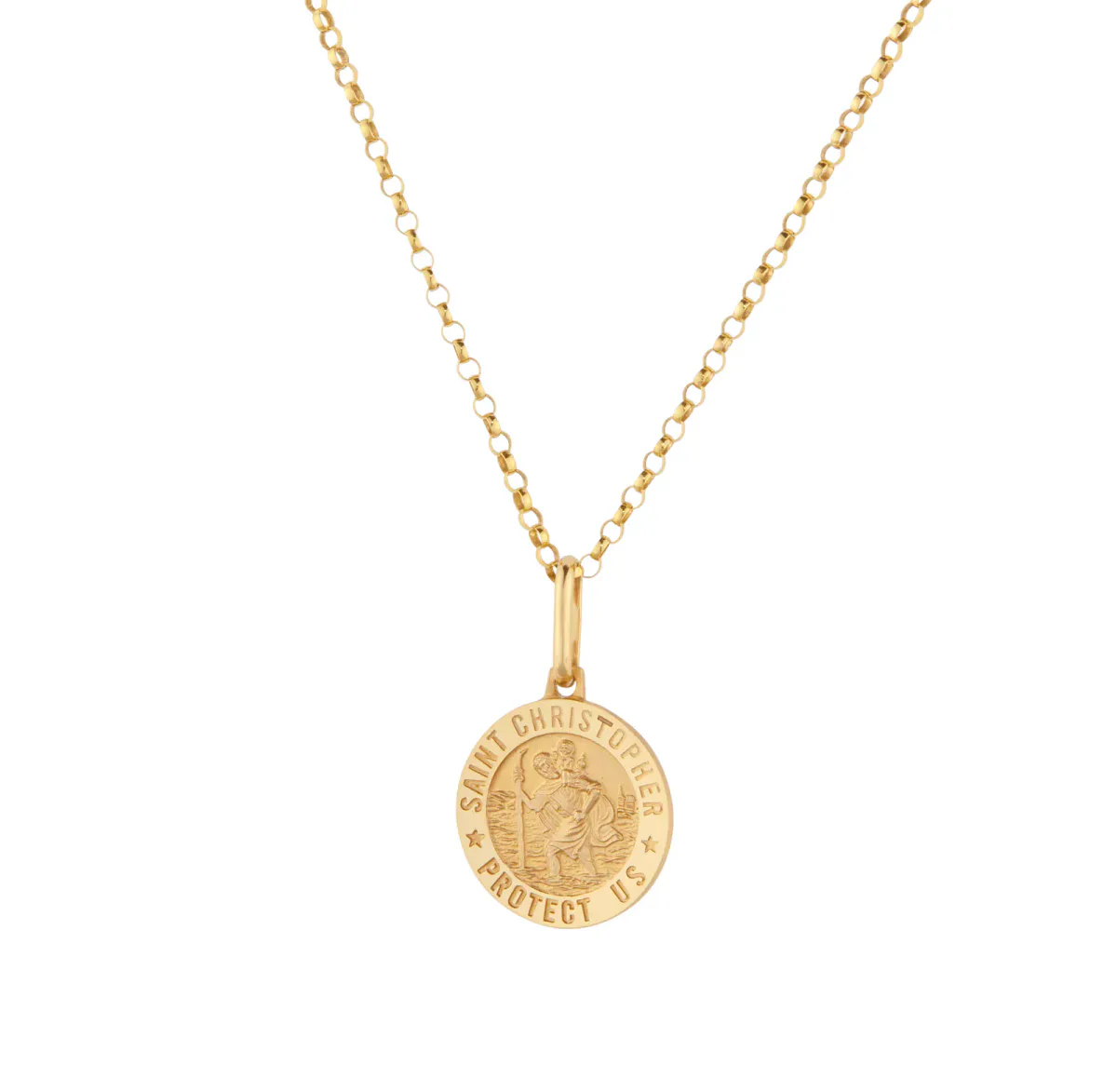 For Him 9ct Yellow Gold Double Sided St Christopher Pendant