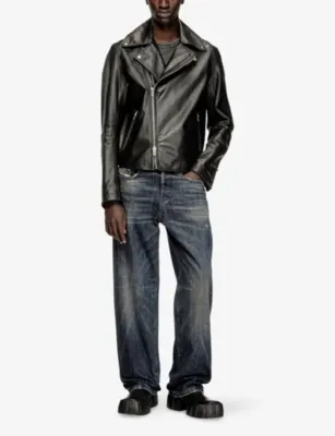 DIESEL L-Eo-Wrd Waxed Leather Jacket detail 2