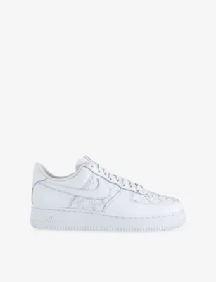 For Him Air Force 1 Leather Trainers - 8.5 in WHITE WHITE METALLIC SIL – Mens | Trainers | Lace up trainers