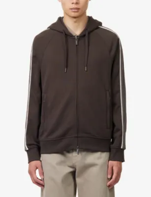 EMPORIO ARMANI Tape Zip-Up Cotton Hoody detail 3