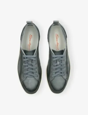 SANTONI Monte Carlo Nubuck-Leather Trainers - EUR 41 / 7 UK MEN in PALE BLUE, additional product view 2