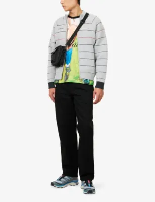 PELLADOR Striped Embroidered-Logo Cotton Cardigan detail 2