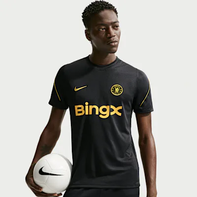Nike Chelsea F.C. Strike Men's Nike Football Dri-FIT Short-Sleeve Top - Pitch Blue/Midwest Gold/White/Midwest Gold