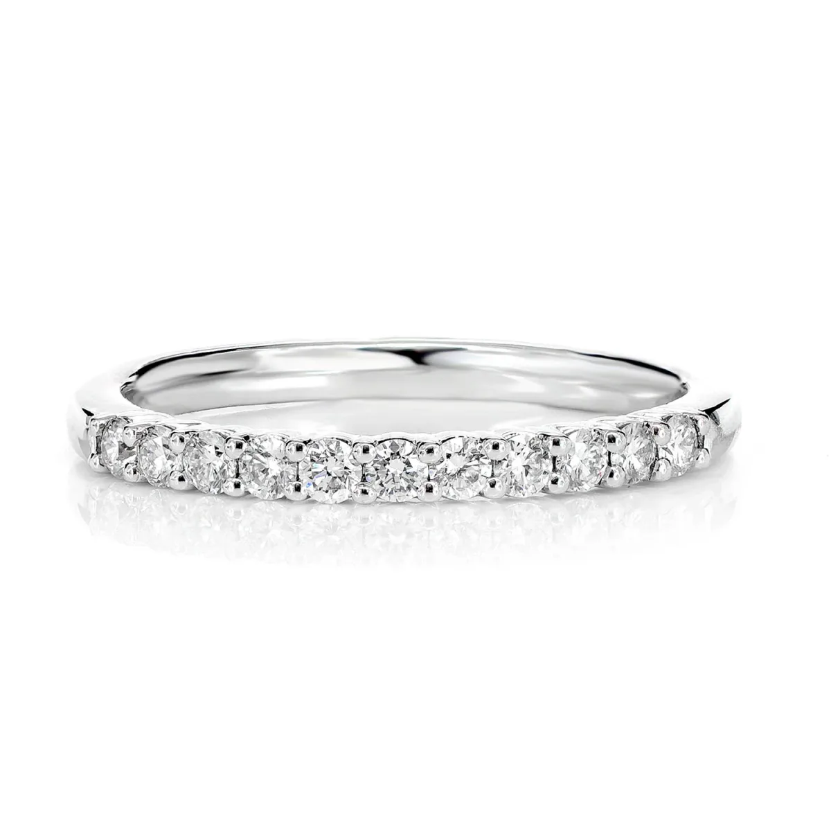 For Him Eleven Stone Shared Prong Diamond Band Ring in White Gold / Natural Diamond – Ring