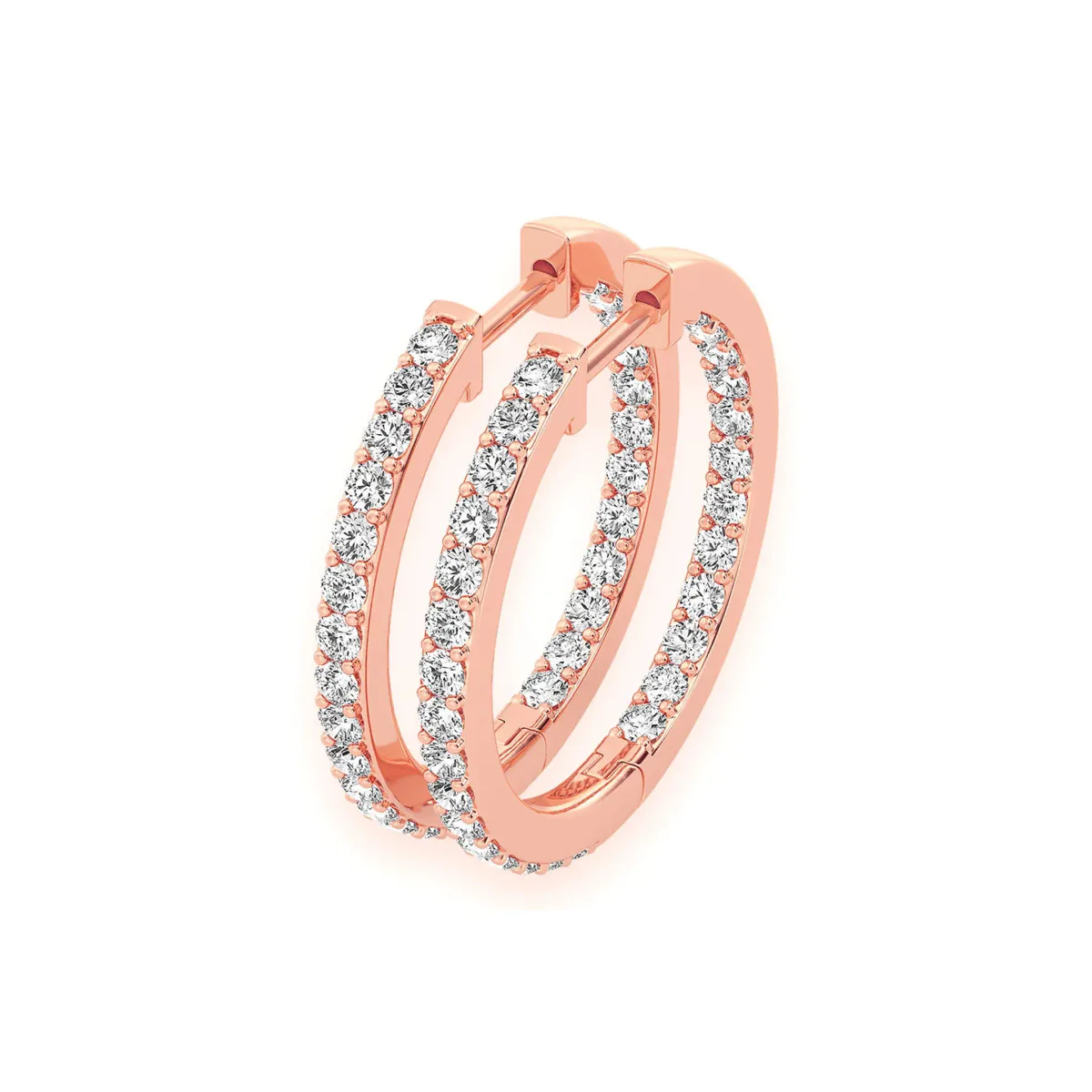 For Him One Row Diamond Hoops in Rose Gold / Natural Diamond – Earring