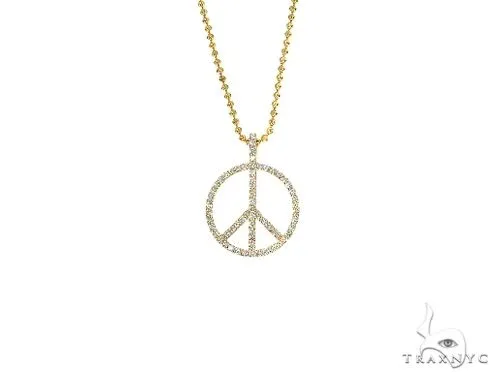 RINA - For Him FACTORY 14k Gold Peace and Love Small Pendant Set 66337 in Rose Gold / 18 Inches – Pendant Set