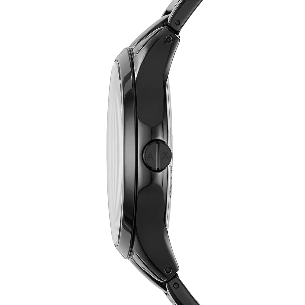 Armani Exchange Three-Hand Date Black Stainless Steel Watch and Bracelet Gift Set detail 2