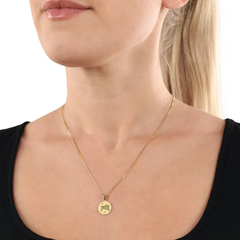 AMOR 9ct Yellow Gold Taurus Zodiac Pendant detail 2