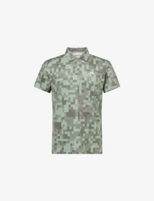 J.LINDEBERG Dario Masters Graphic-Print Woven Polo Shirt - Tour Tonal Green detail 2