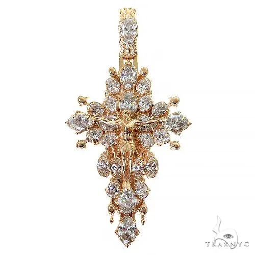 RINA - For Him CUSTOM CVD Mini Sovereign's Halo Diamond Cross pendant 69550 in Rose Gold – Pendant