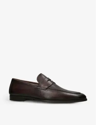 MAGNANNI Diezma penny-strap leather penny loafers - EUR 45 / 11 UK MEN in MID BROWN, additional product view 3
