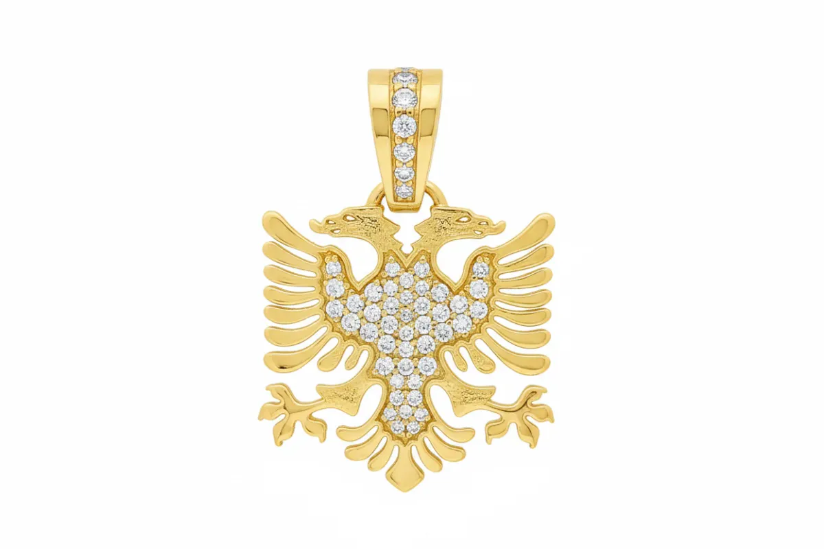 RINA - For Him FACTORY 14K Gold Albanian Eagle Diamond Pendant 66548 in Rose Gold – Pendant