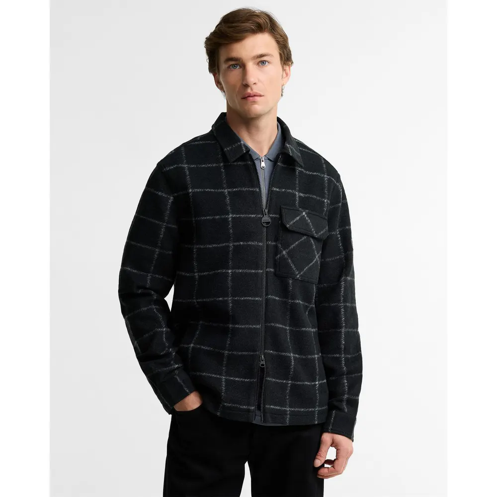 Barbour International Men's Payne Fleece Wool Overshirt in Black BK11, additional product view 3