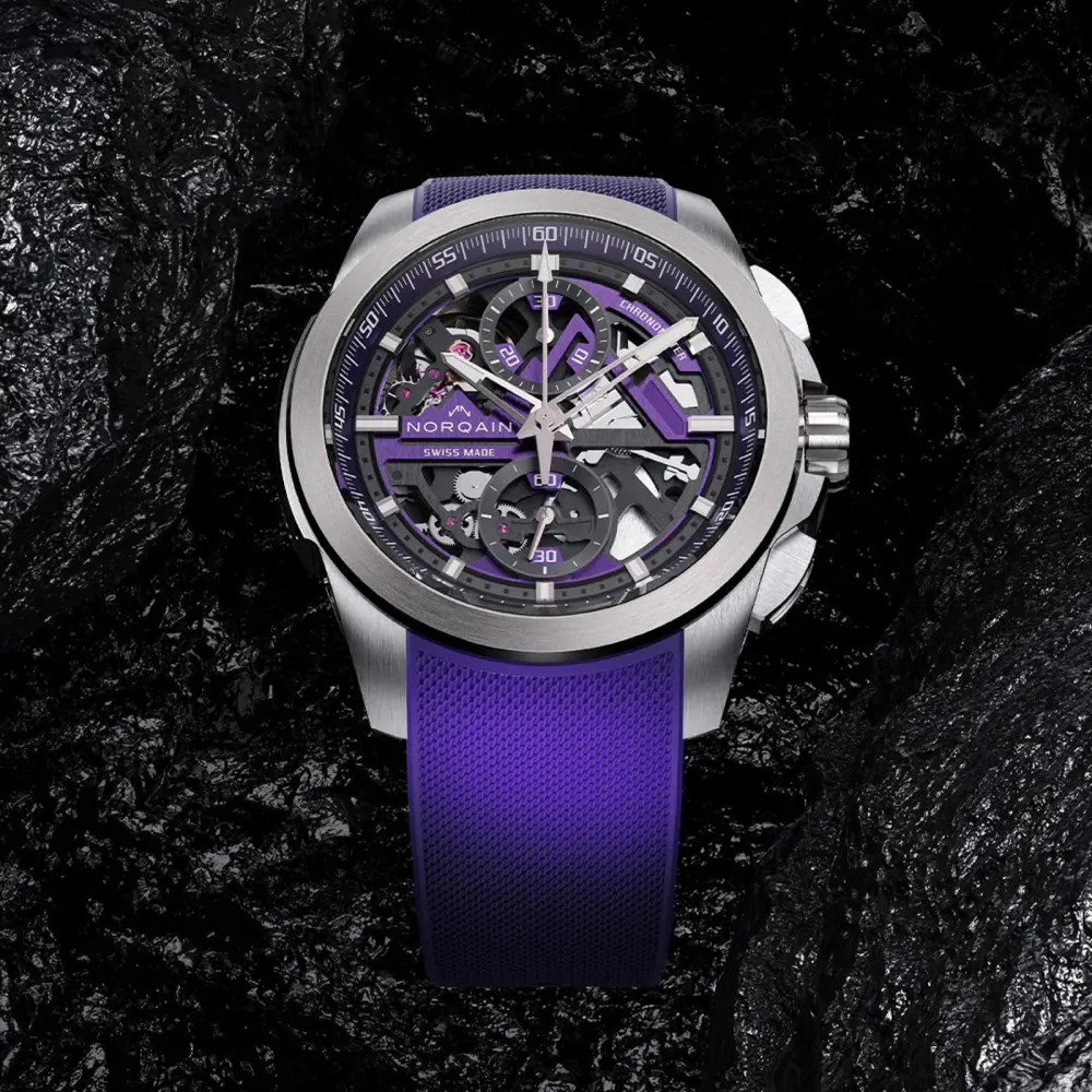 NORQAIN Independence Skeleton Chrono Purple 42mm in Purple, additional product view 2