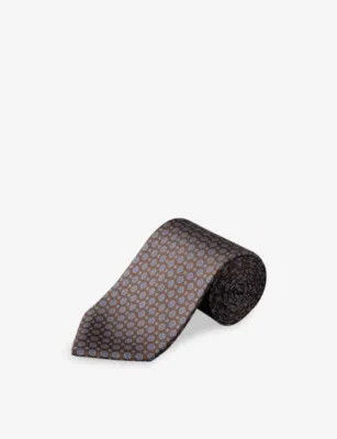 ETON Medallion-Print Silk Tie - NAVY BLUE