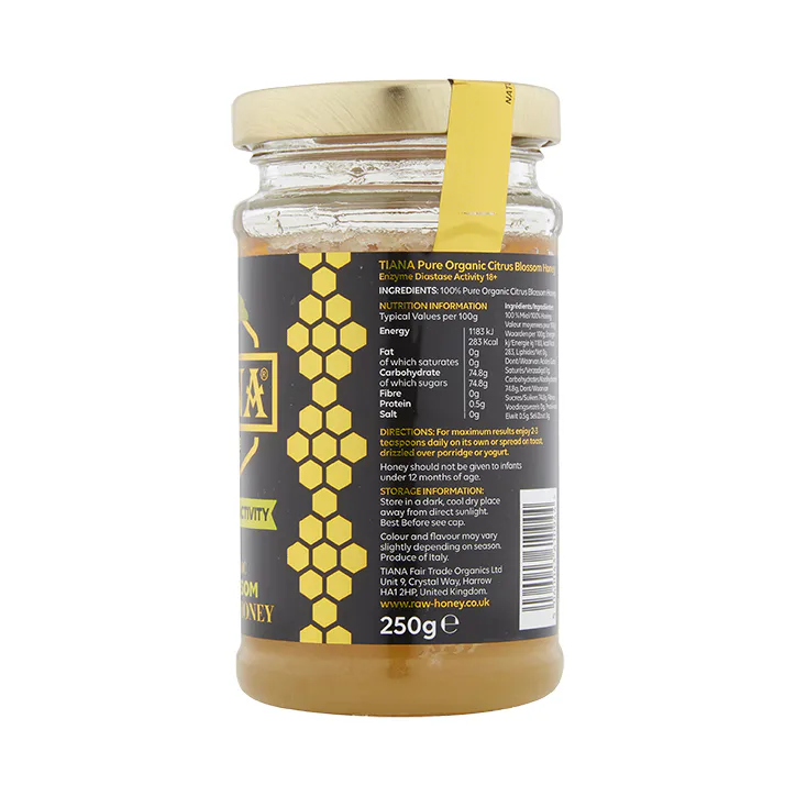 Tiana Pure Organic Citrus Blossom Honey (Enzyme Diastase 18+) 250g detail 2