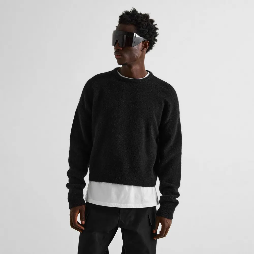 Rick Owens Round Neck Sweater in Black, additional product view 3
