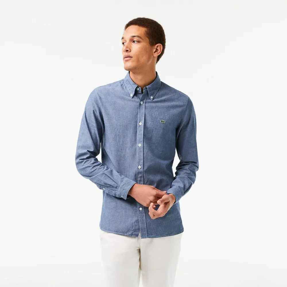 Lacoste Slim Fit Concealed Placket Poplin Shirt