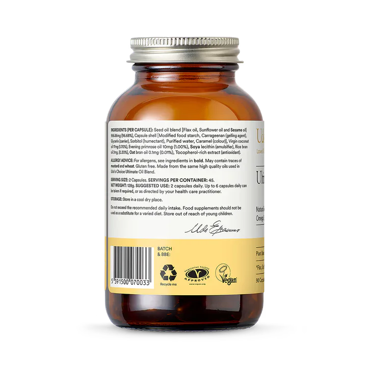 Udo's Choice Omega 3-6-9 Ultimate Oil Blend 90's - Vegetarian & Vegan Caps, additional product view 3