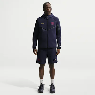 Nike F.C. Barcelona Tech Fleece Men's Nike Football Shorts - Blackened Blue/Mineral Yellow in Blackened Blue/Mineral Yellow – Nike men's and unisex