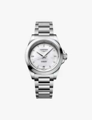 LONGINES L3.430.4.87.6 Conquest Stainless-Steel And 0.035ct Diamond Automatic Watch