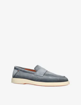 SANTONI Detroit Suede Loafers - BEIGE - EUR 42.5 / 8.5 UK MEN in PALE BLUE, additional product view 3