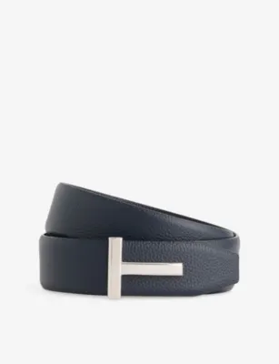 TOM FORD T-Icon Reversible Grained-Leather Belt - 36