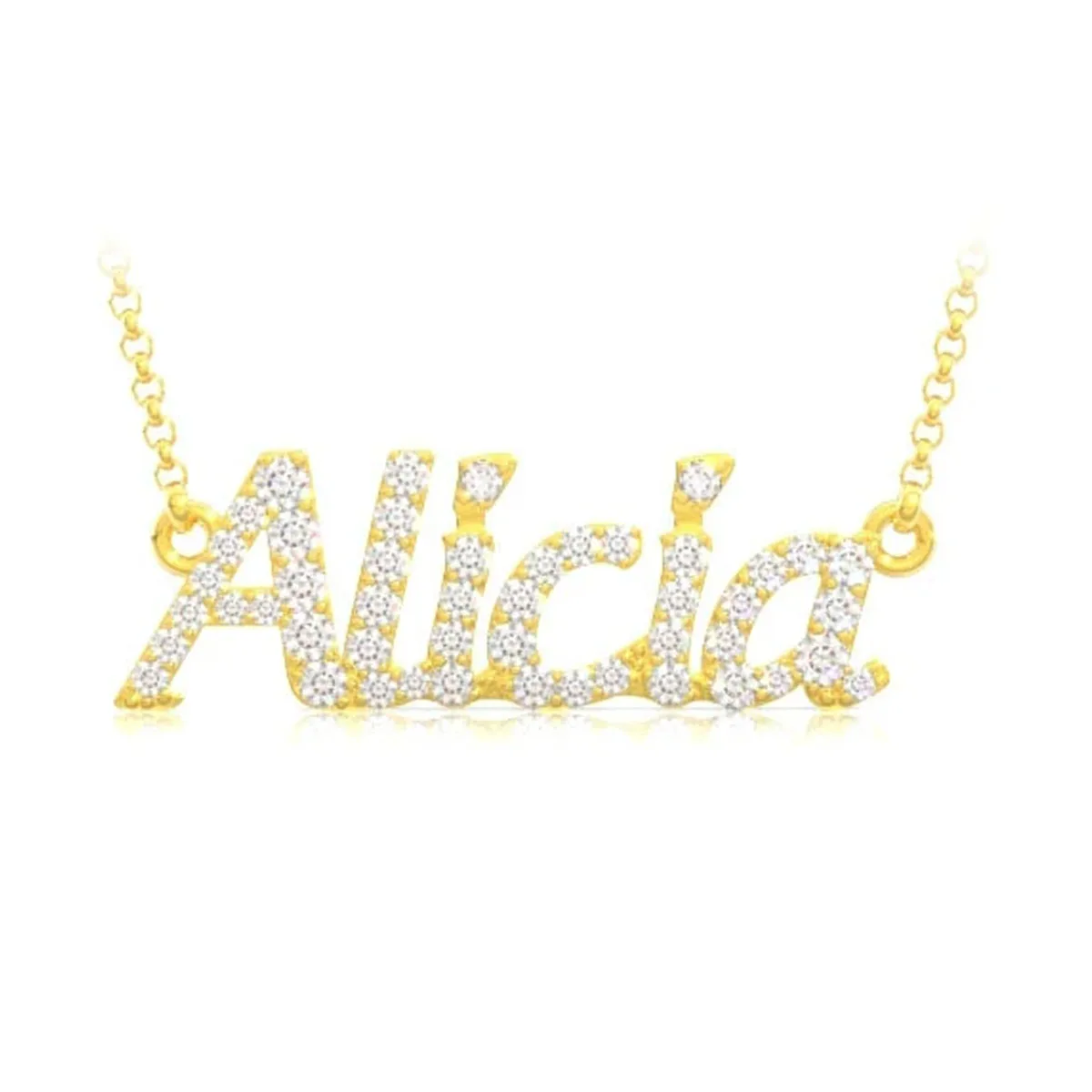 For Him Custom Script Diamond Name Necklace in Rose Gold / 1 Letter / 16" – Necklace