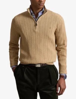 POLO RALPH LAUREN Half-Zip Cable-Knit Cotton Jumper detail 3