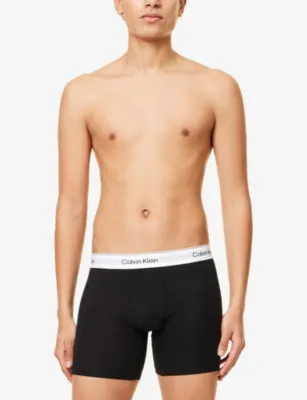 CALVIN KLEIN Icon Logo-Waistband Pack Of Three Stretch-Cotton Boxer Briefs detail 2