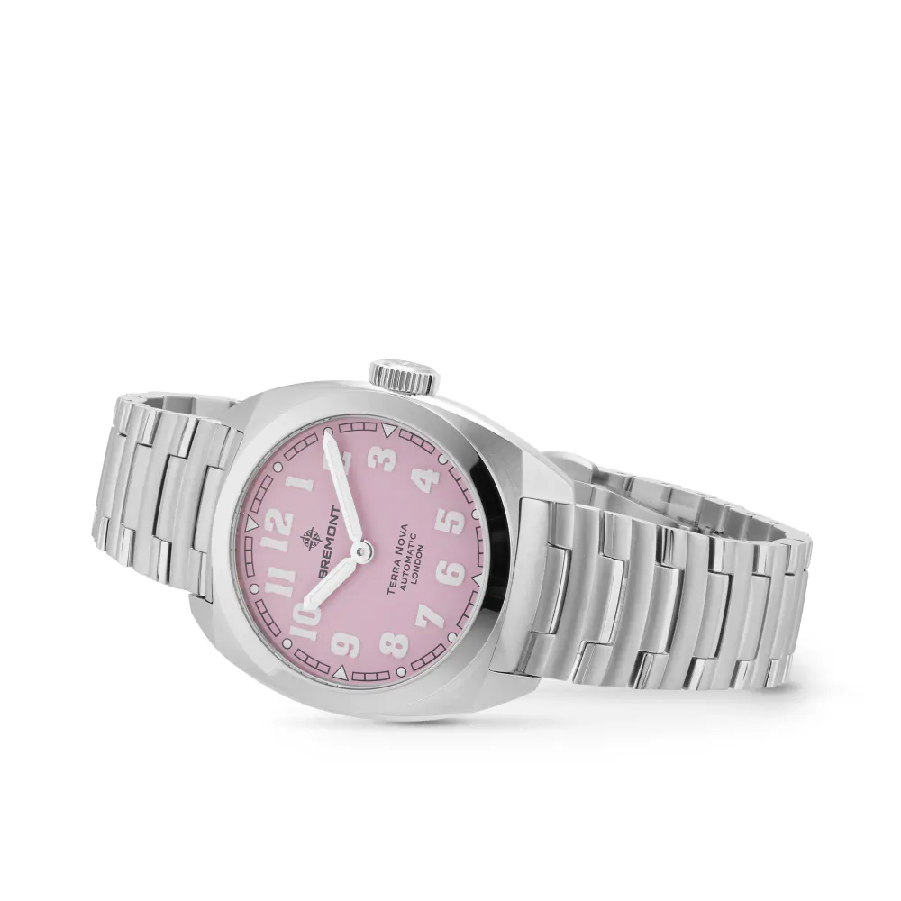Bremont Terra Nova 38 Pink Stainless Steel in Pink, additional product view 3