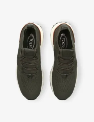 TODS Run 63K Calzino Knitted and Leather Trainers - EUR 44.5 / 10.5 UK MEN in Dark Green, additional product view 2