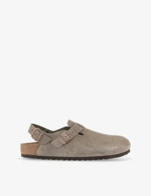 BIRKENSTOCK Tokio logo-embossed flat suede clogs - EUR 45.5 / 11.5 UK MEN in TAUPE – Mens | Casual shoes | Slip on