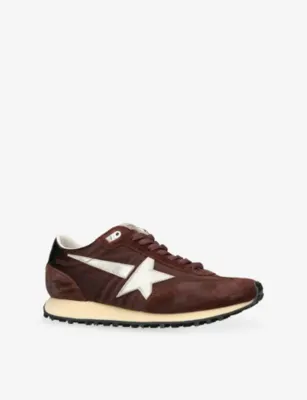 GOLDEN GOOSE Men’s Marathon Woven and Suede Trainers - EUR 43 / 9 UK MEN in Dark Brown, additional product view 3